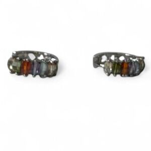 Vintage Rainbow Huggie Hoop Earrings